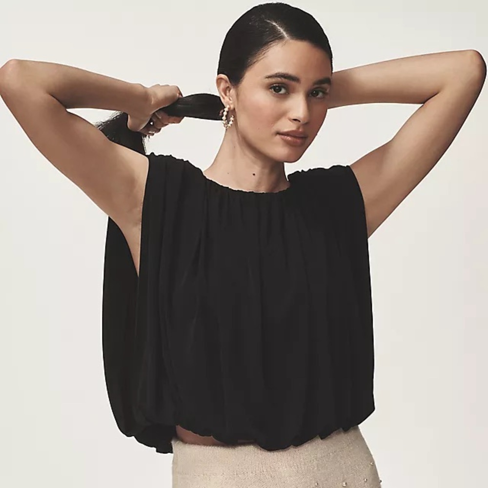 NWOT DOLAN Anthropologie black bubble hem blouse